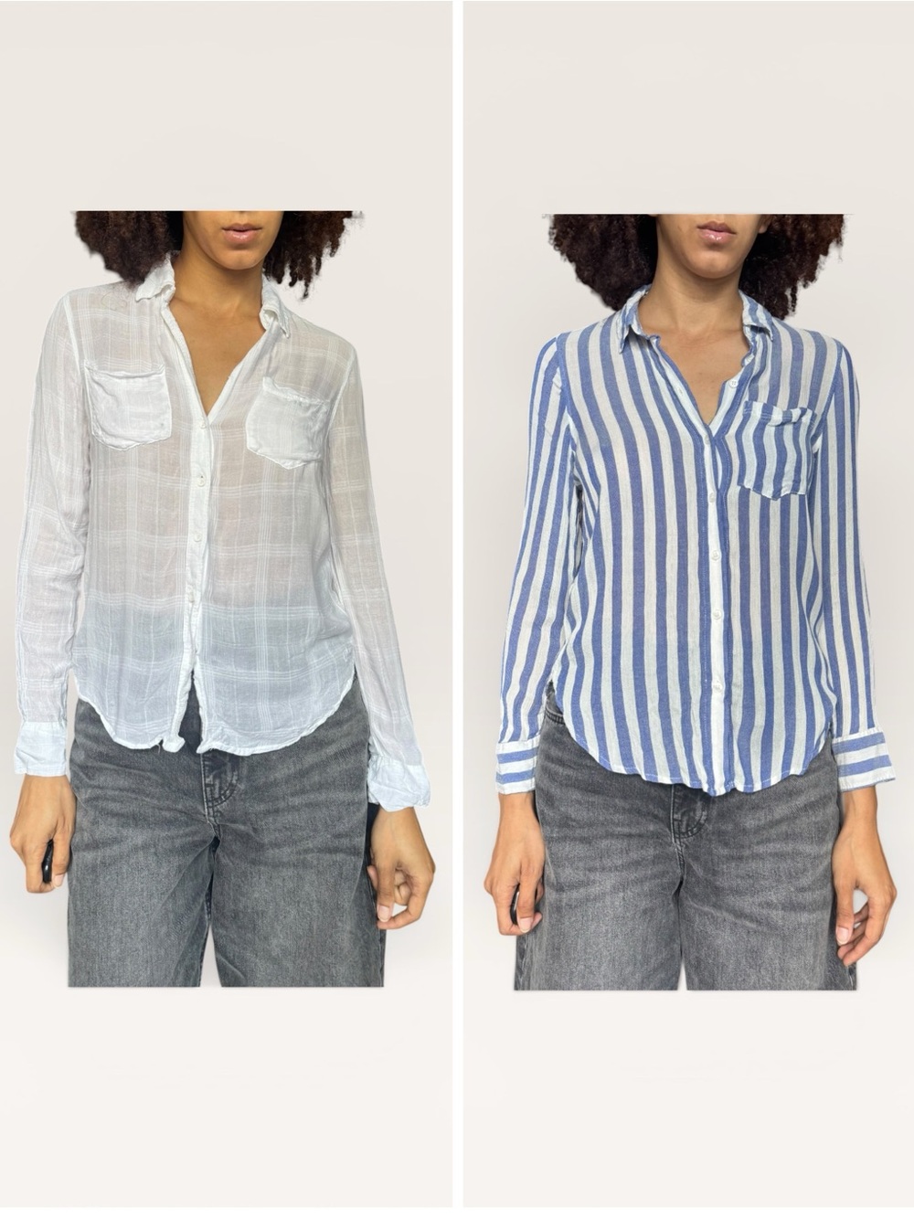 2 for $20 BUNDLE Aero + H&M Small Beachy Striped Button Down Blouses 2 Pack